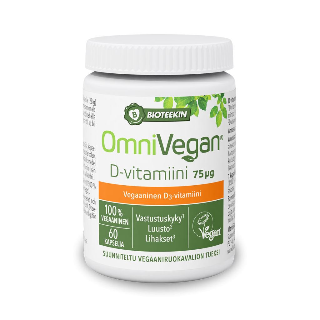 Bioteekin OmniVegan D-vitamiini 75 mikrog. 60 kaps.