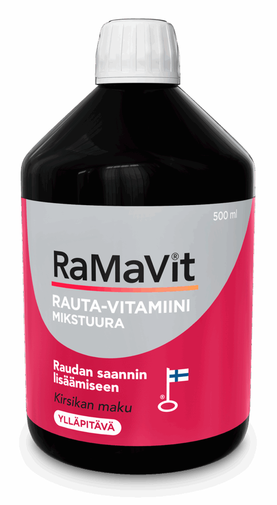 Ramavit mikstuura 500ml. Kirsikan makuinen nestemäinen rautavalmiste